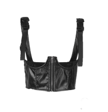 Load image into Gallery viewer, "Psalms 27" Black Adjustable Underbust Corset Crop Top